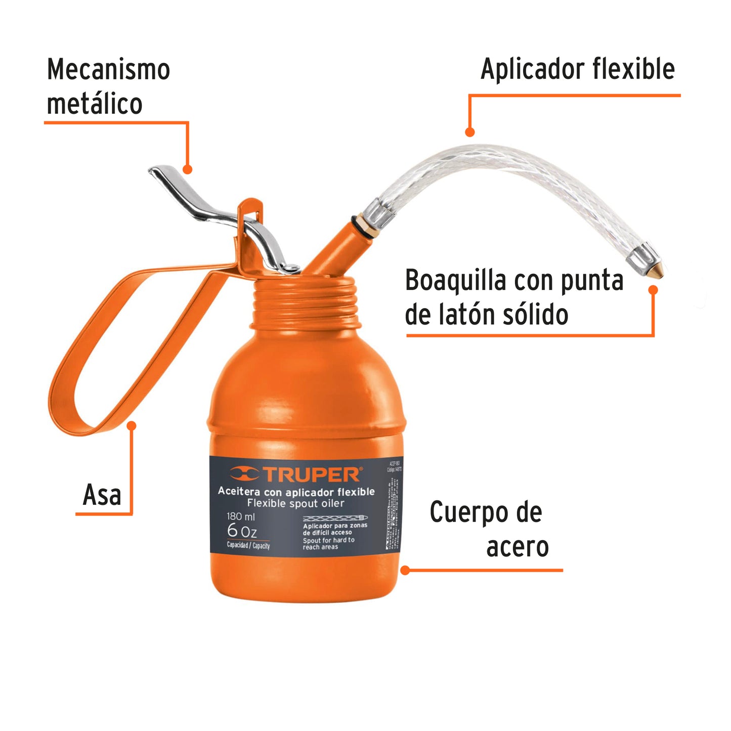 Aceitera de pipeta flexible, 180 ml