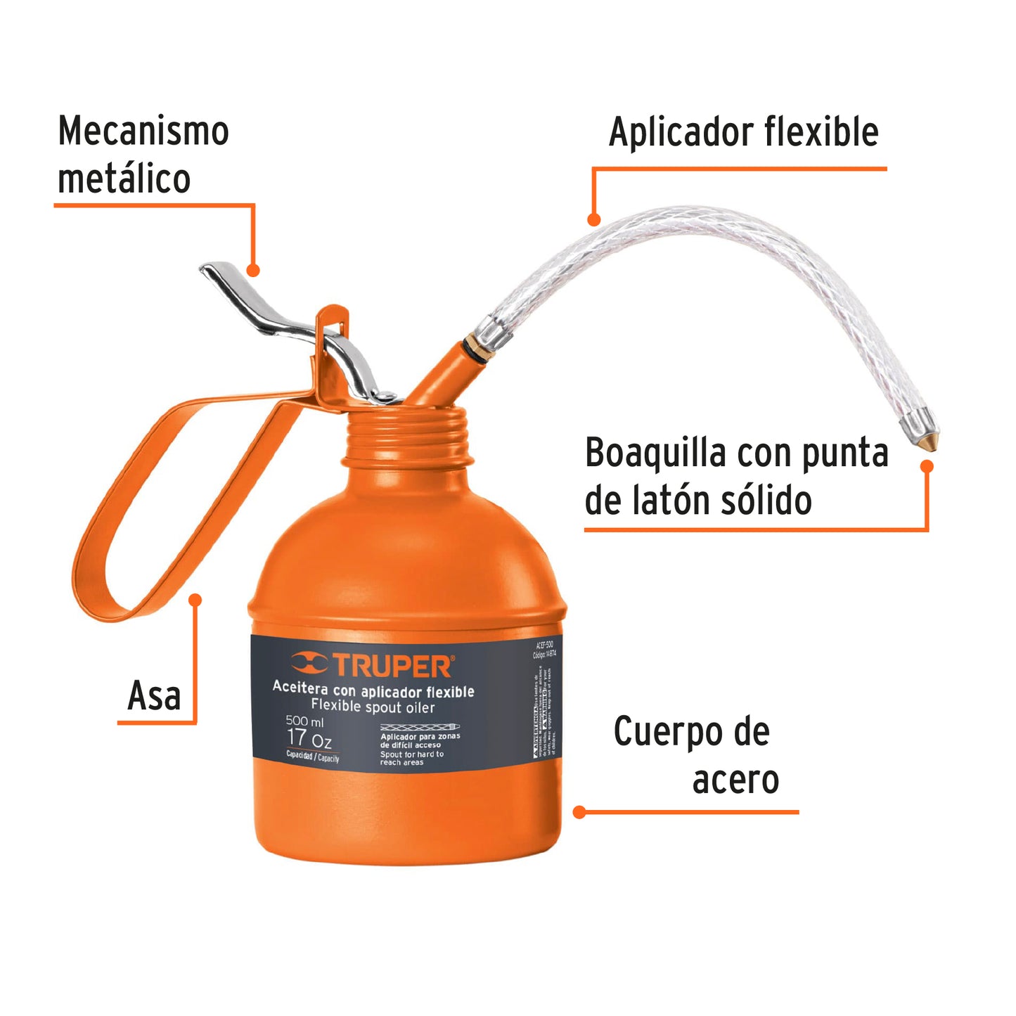 Aceitera de pipeta flexible, 500 ml