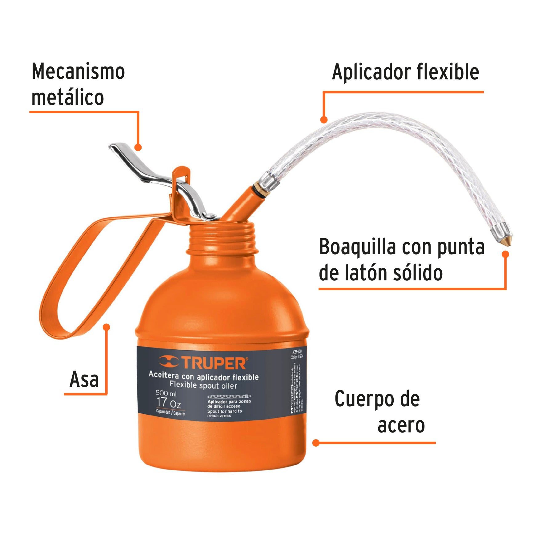 Aceitera de pipeta flexible, 500 ml