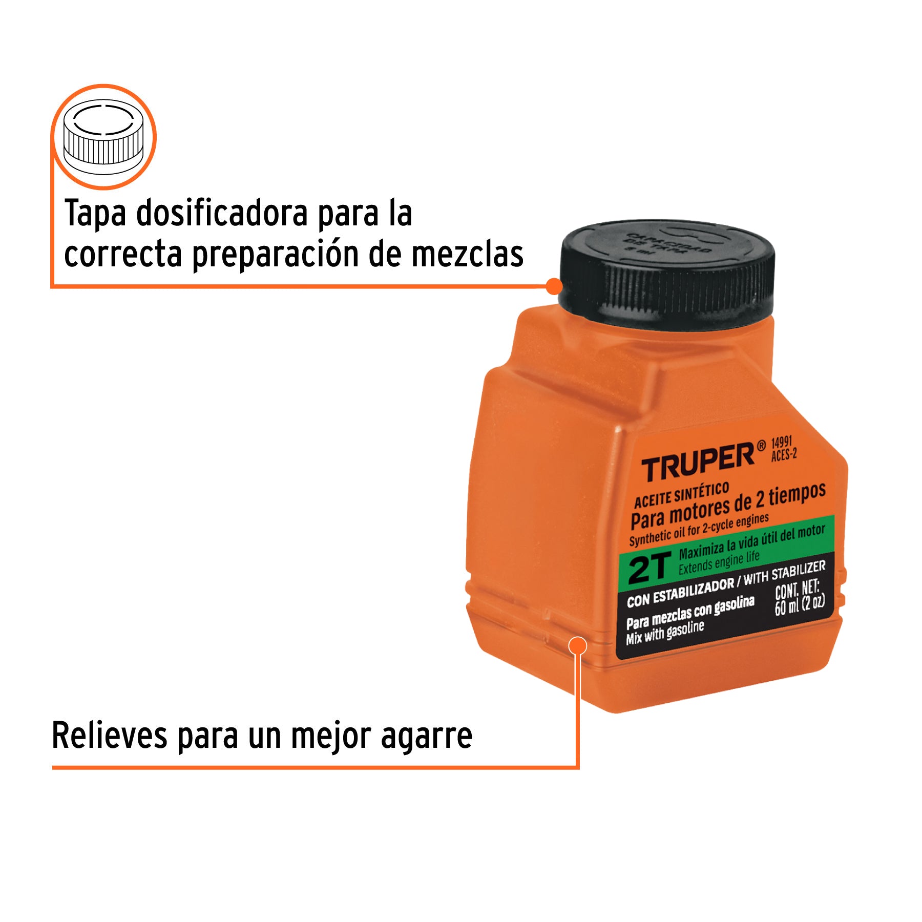 Aceite para motor de dos tiempos, 2 oz