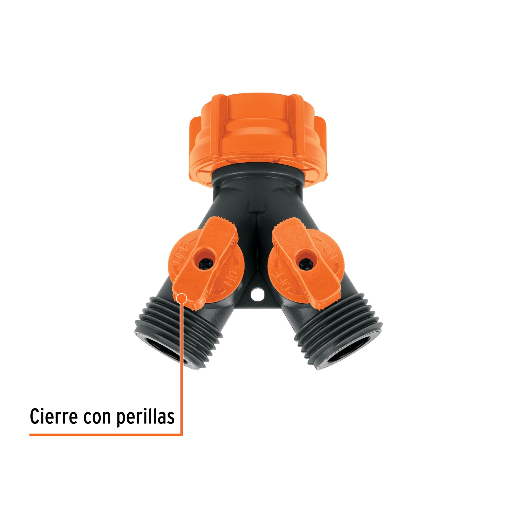 Conector 'Y' 3/4' plástico con tuerca móvil p/manguera