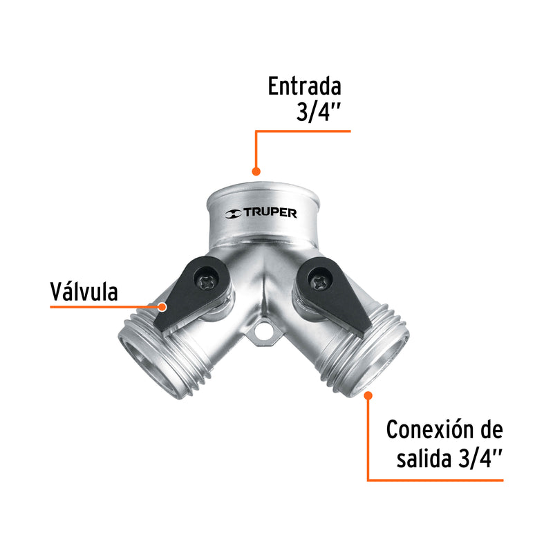 Conector "y" de aluminio, entrada 3/4"