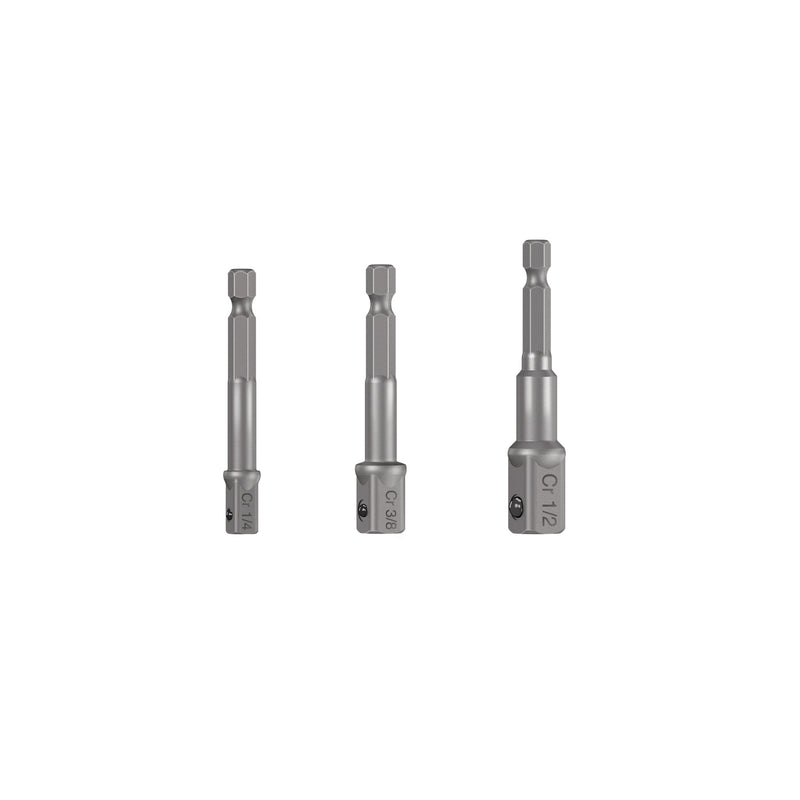 Juego de adaptadores para dados, 1/4", 3/8" y 1/2", 3 piezas