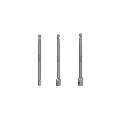 Juego de adaptadores largos para dados, 1/4, 3/8 y 1/2"