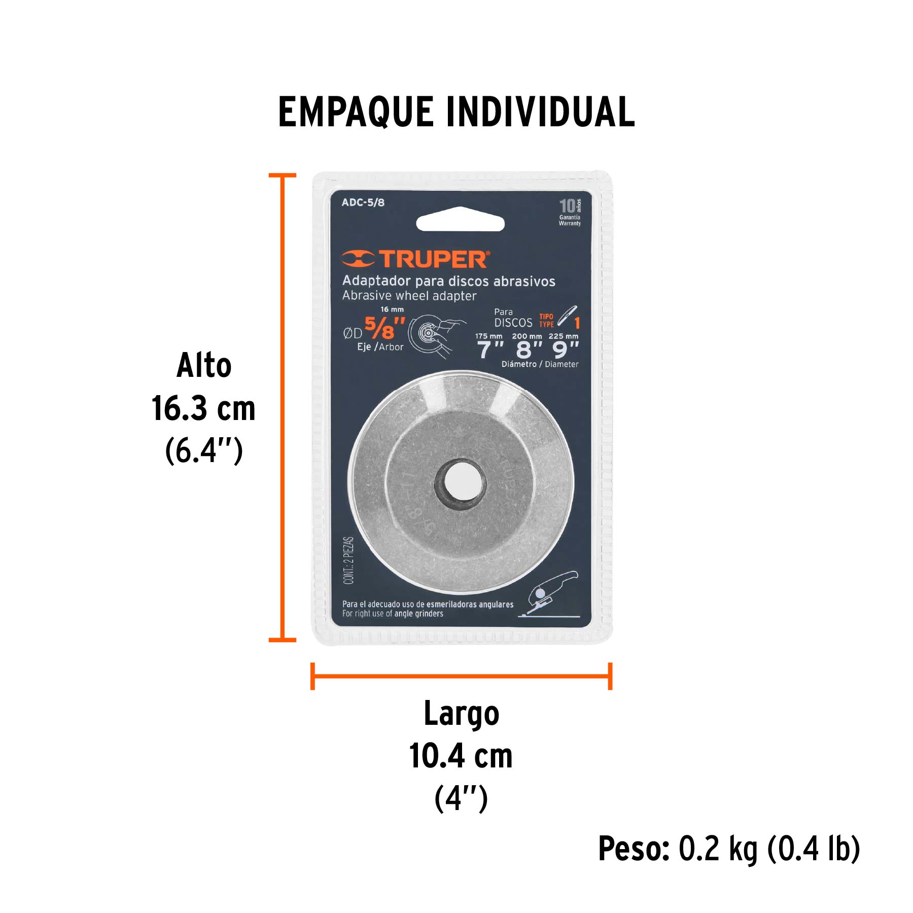 Adaptador para discos tipo 41, rosca, 5/8-11 NC, de 7-9" std