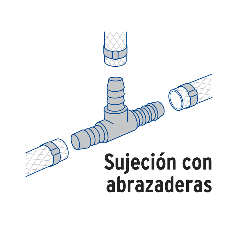 Tee inserción de latón para poliducto negro, 1/2'