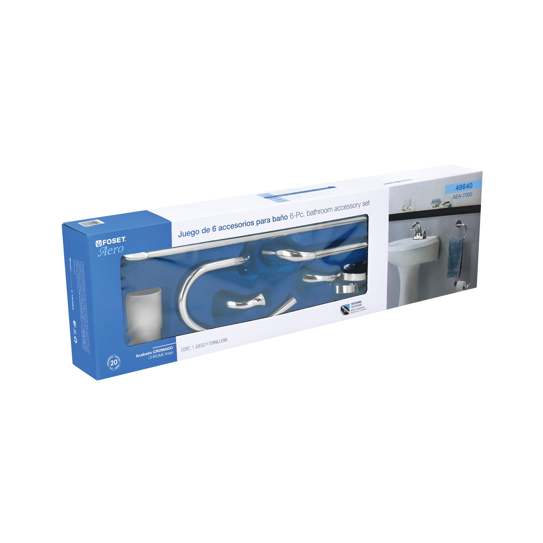 Juego de accesorios para baño, 6 piezas, Aero