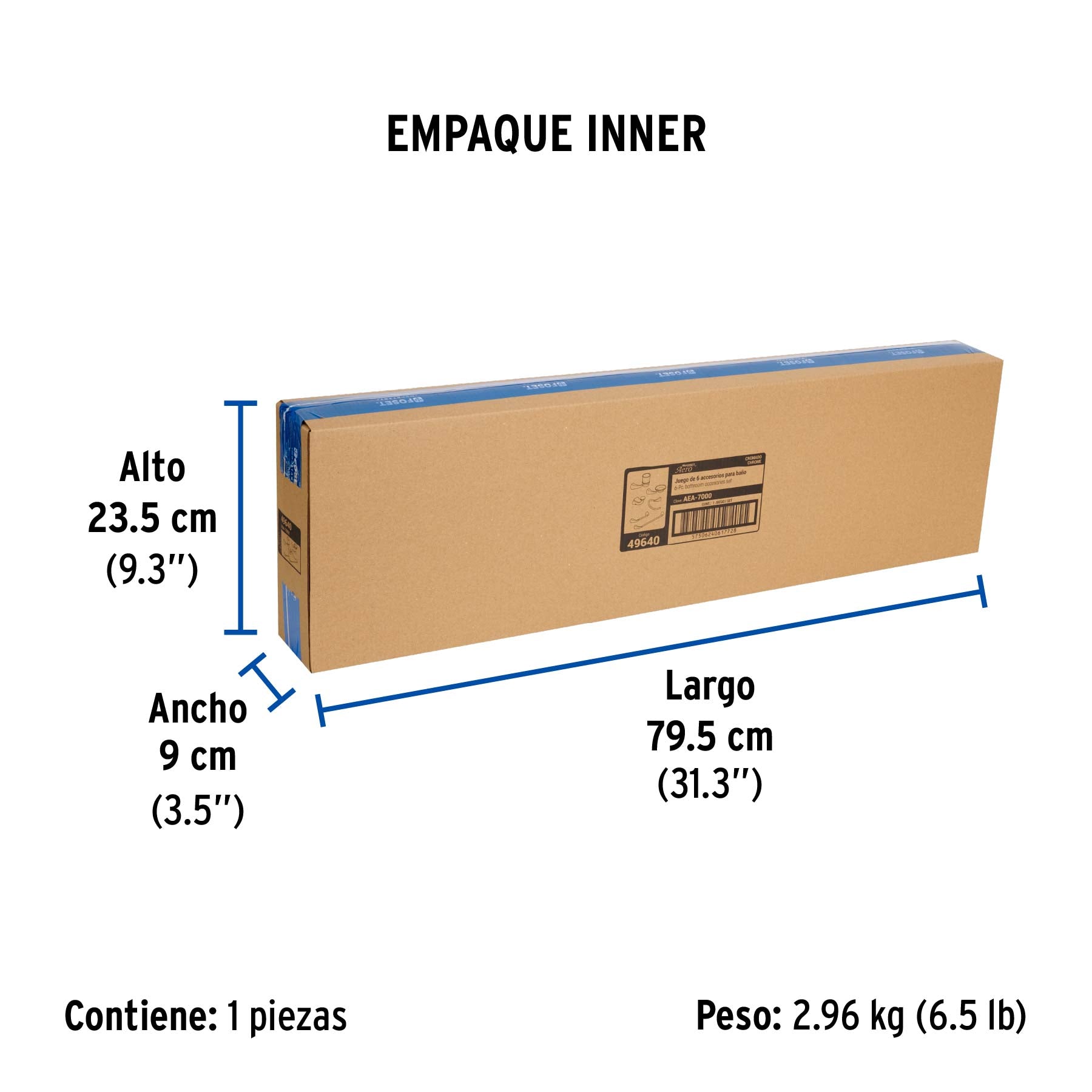 Juego de accesorios para baño, 6 piezas, Aero