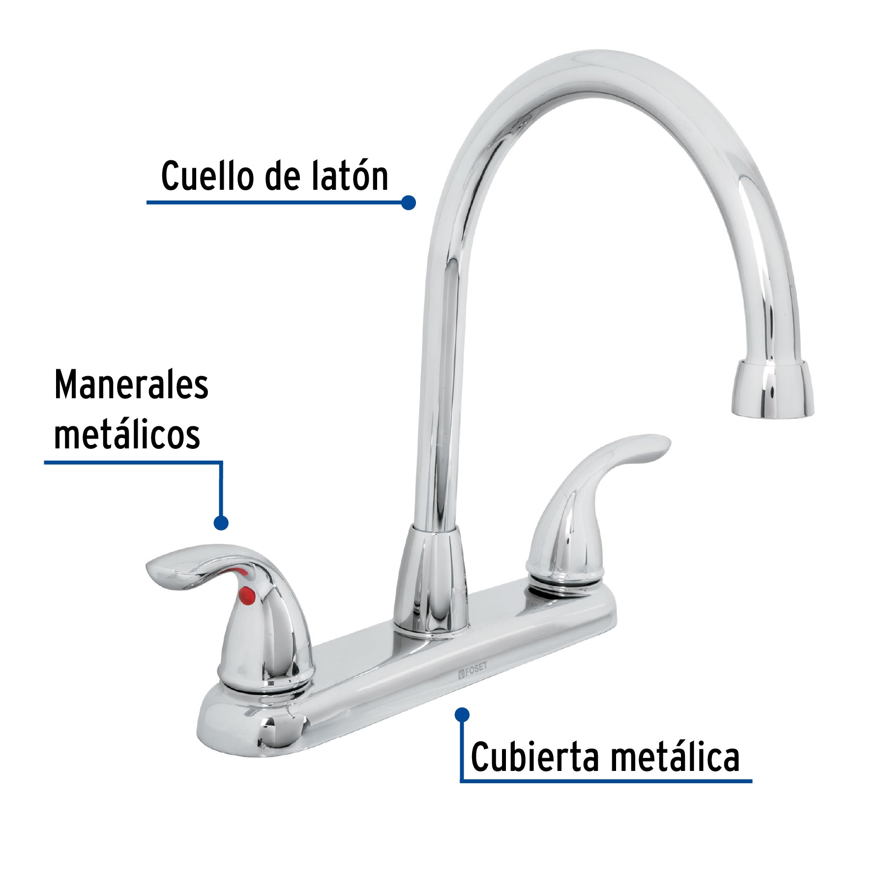 Mezcladora para fregadero, cuello alto, 8", Aero