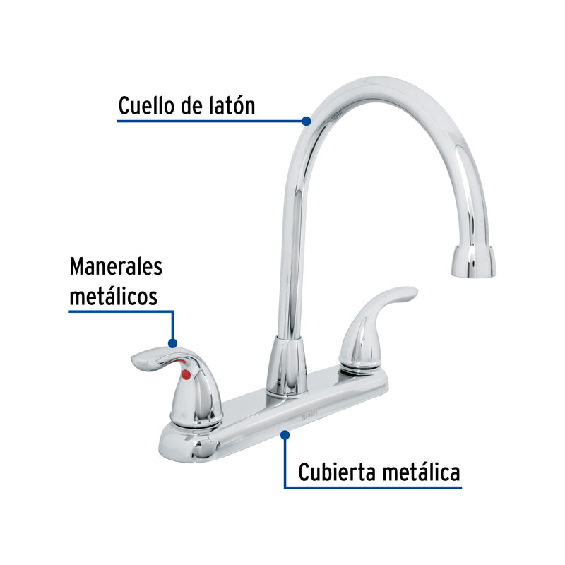 Mezcladora 8" cuello alto para fregadero, FOSET AERO