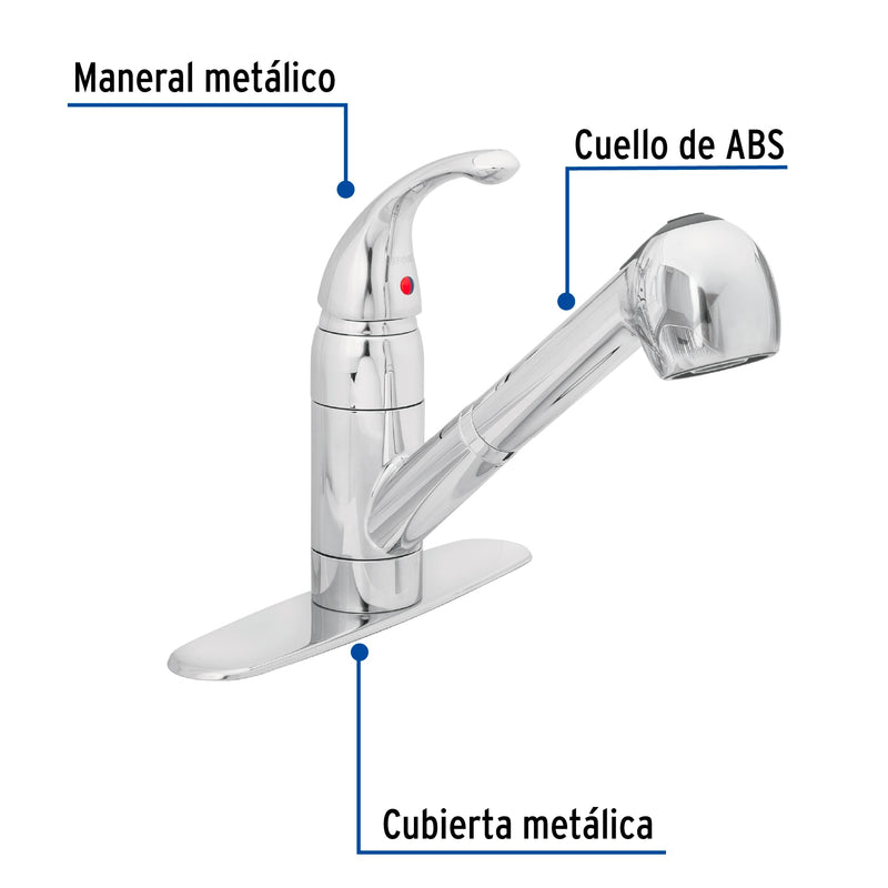 Monomando nariz retráctil para fregadero, FOSET AERO
