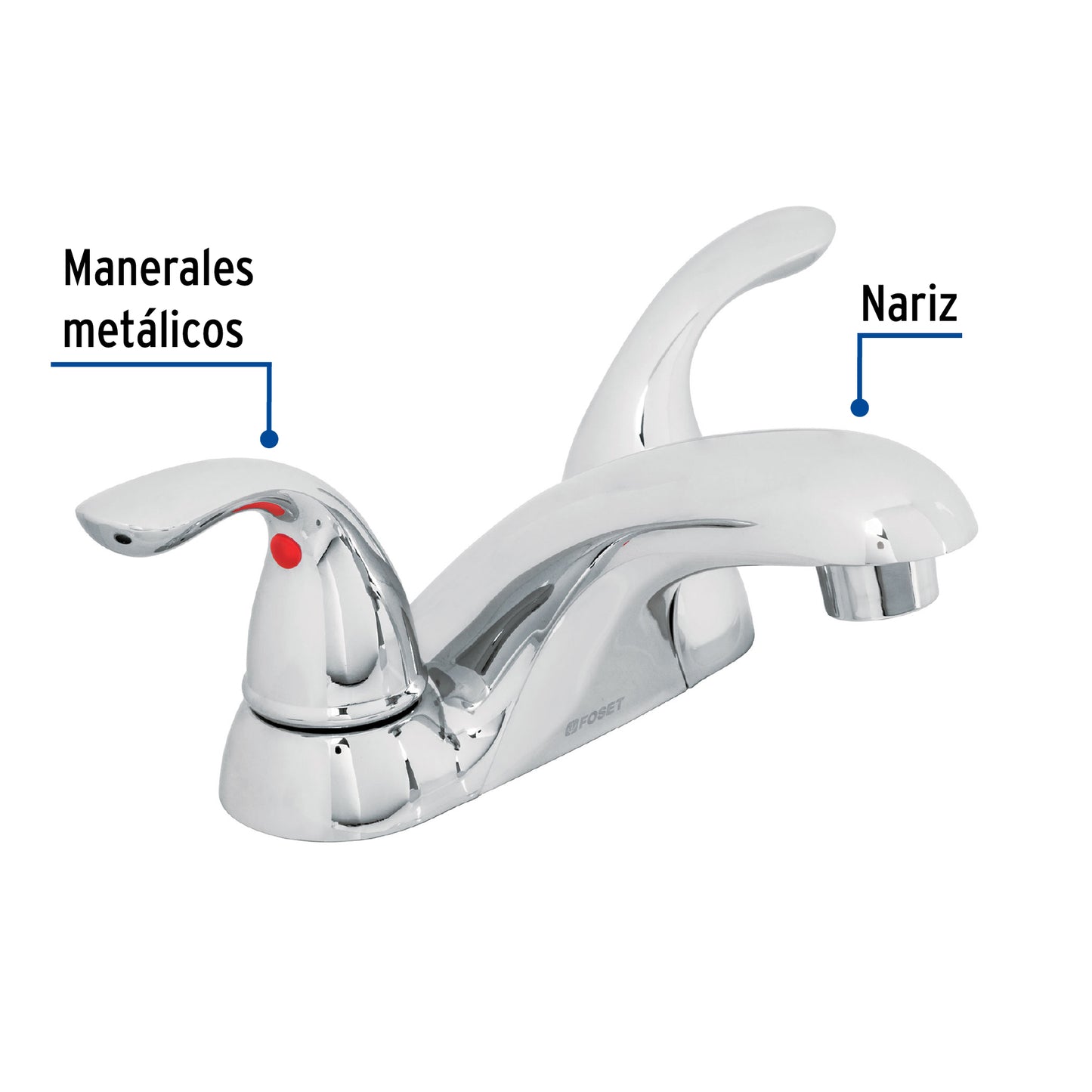 Mezcladora para lavabo, nariz larga, 4", Aero