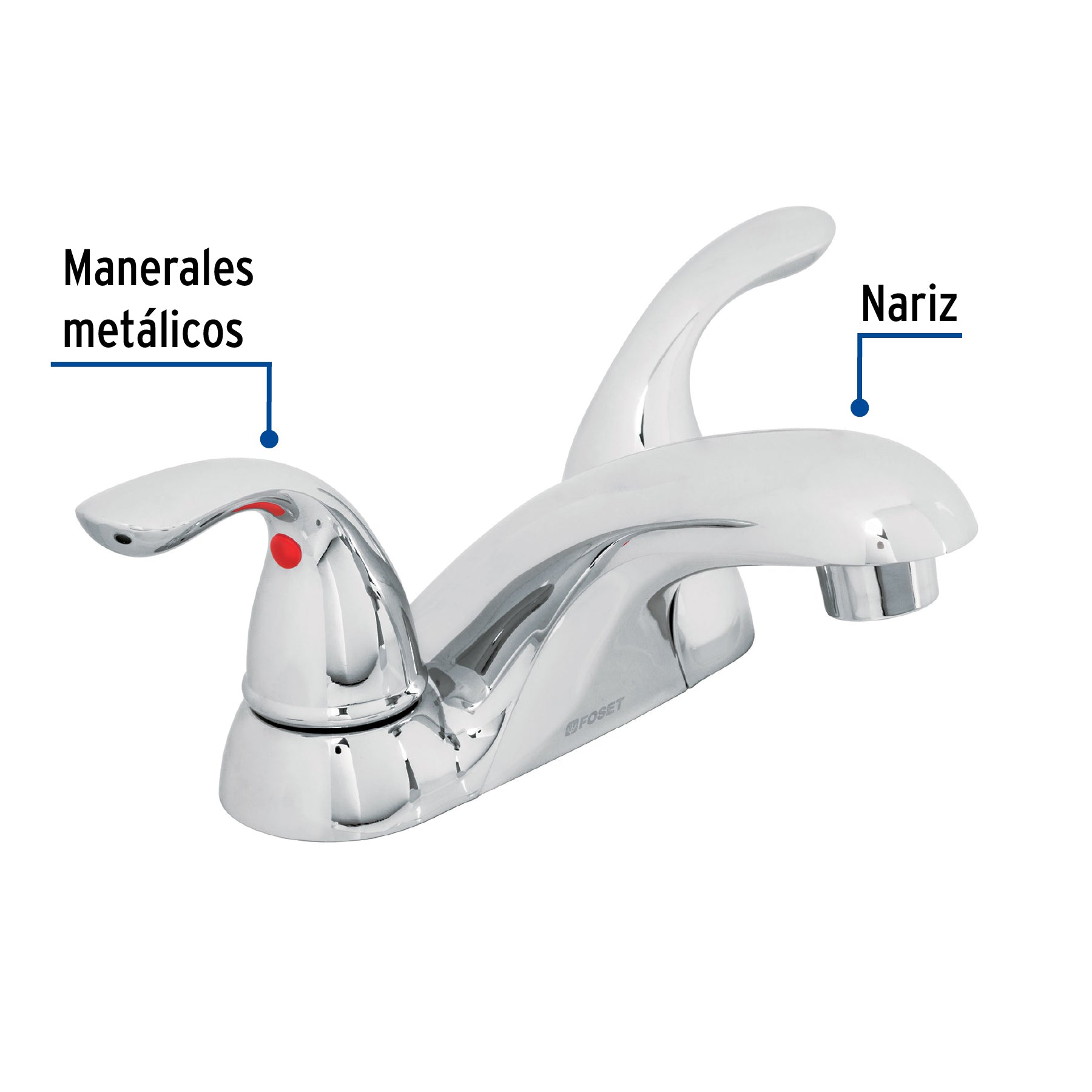 Mezcladora para lavabo, nariz larga, 4", Aero
