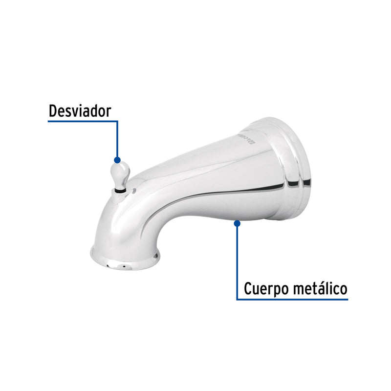 Salida de tina con desviador, cromo, FOSET AERO