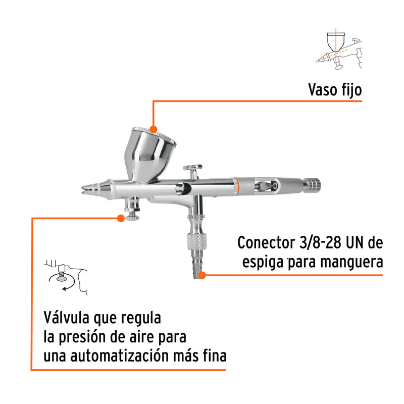 Pistola aerográfica de gravedad con vaso fijo