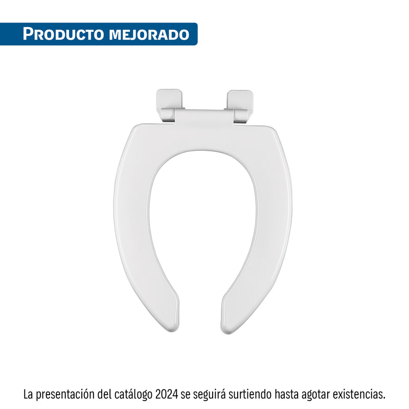 Asiento alargado sin tapa para taza fluxómetro, blanco