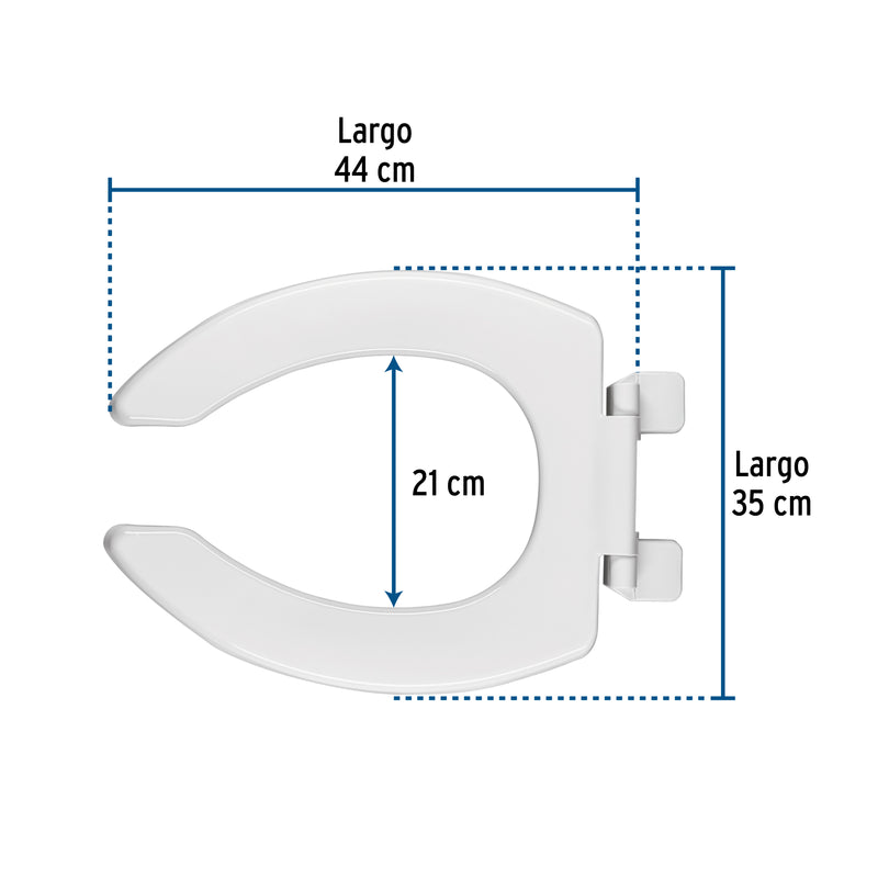 Asiento alargado sin tapa para taza fluxómetro, blanco