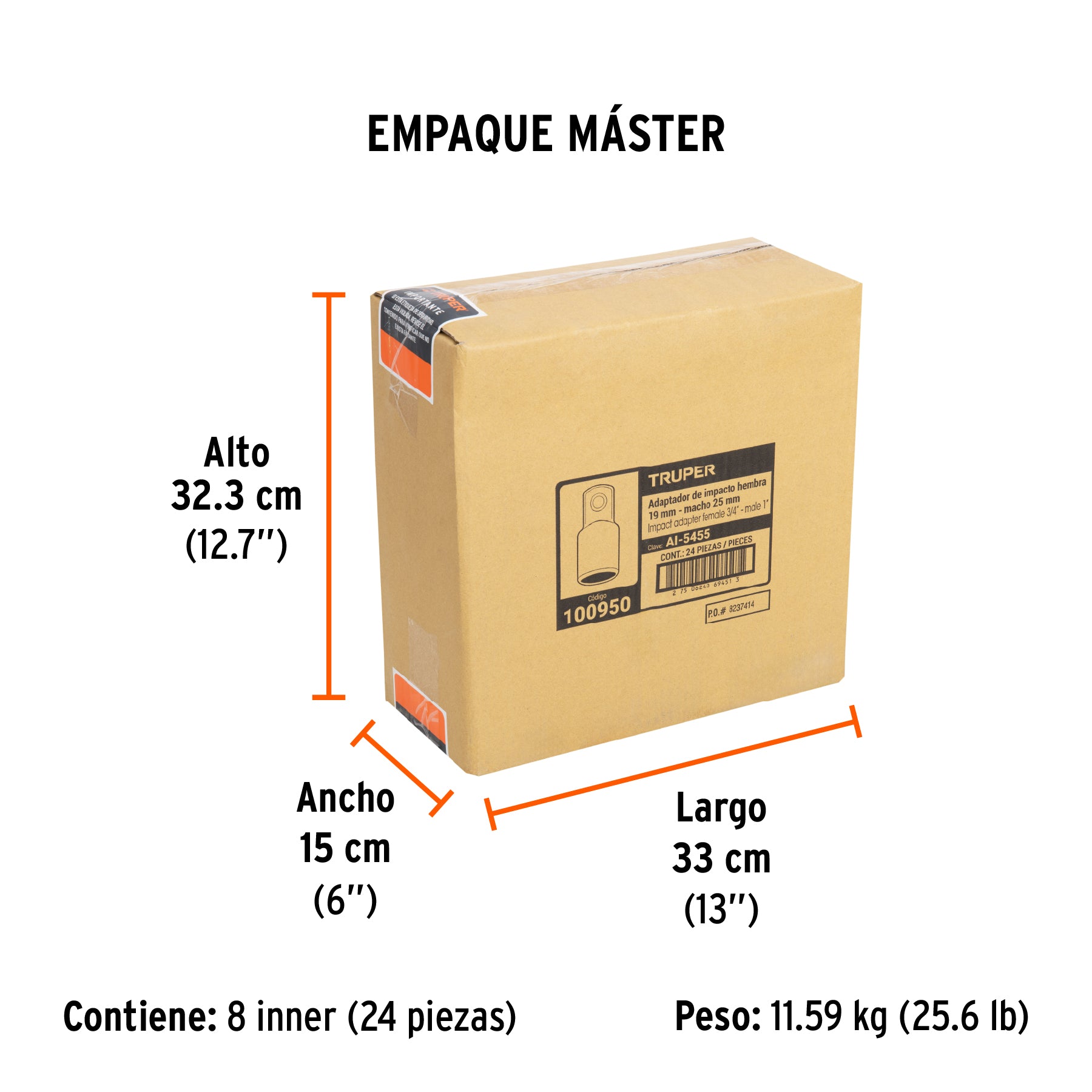 Adaptador de Impacto 3/4' (H) x 1' (M), Truper