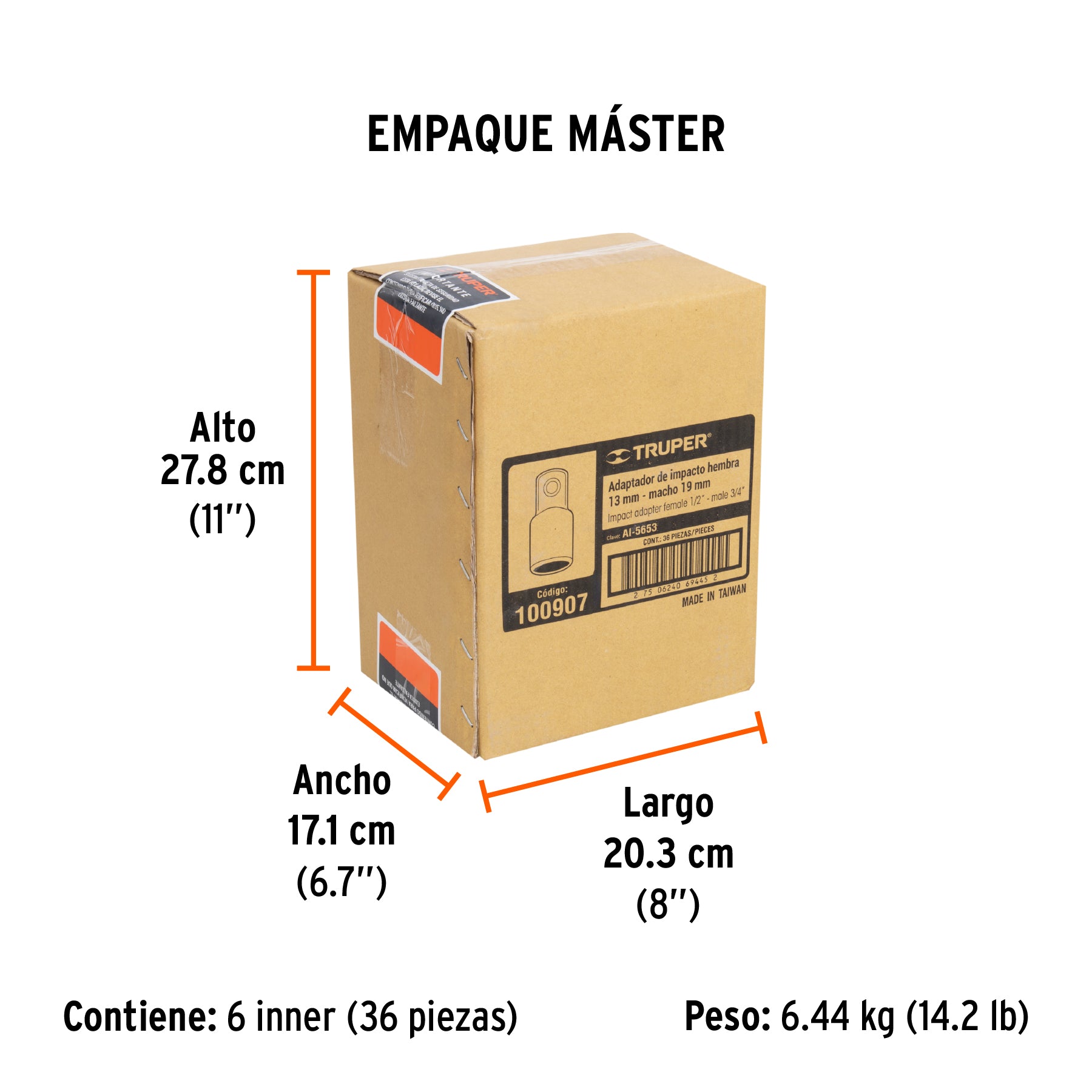 Adaptador de impacto 1/2' (H) x 3/4' (M), Truper