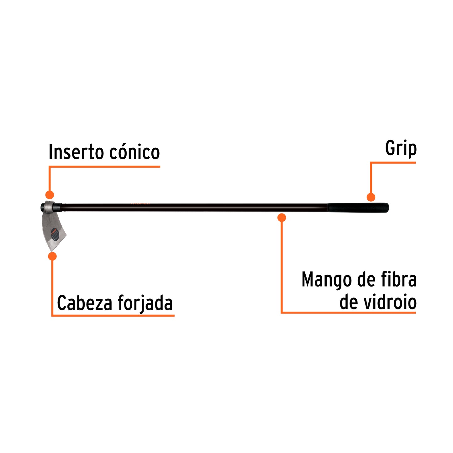 Azadón Lane No. 1 de 1.8 lb, mango de fibra 54", TRUPER.