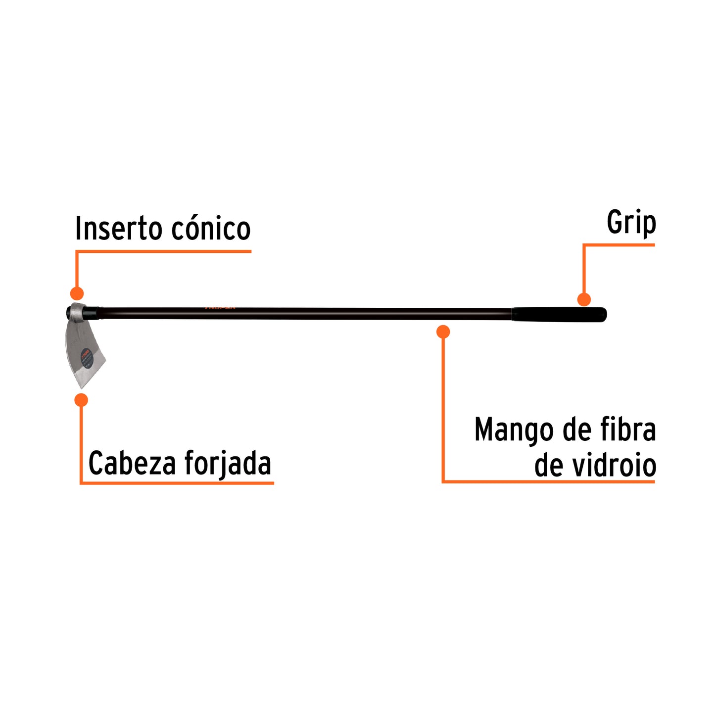 Azadón Lane No. 2 de 2.0 lb, mango de fibra 54", TRUPER.