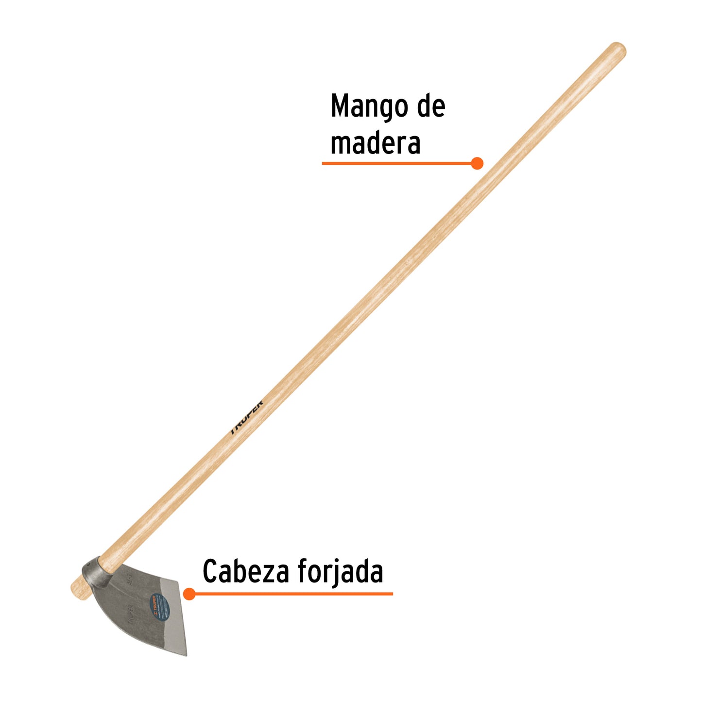 Azadón Lane No.3 de 2.1 lb con mango madera de 54', Truper