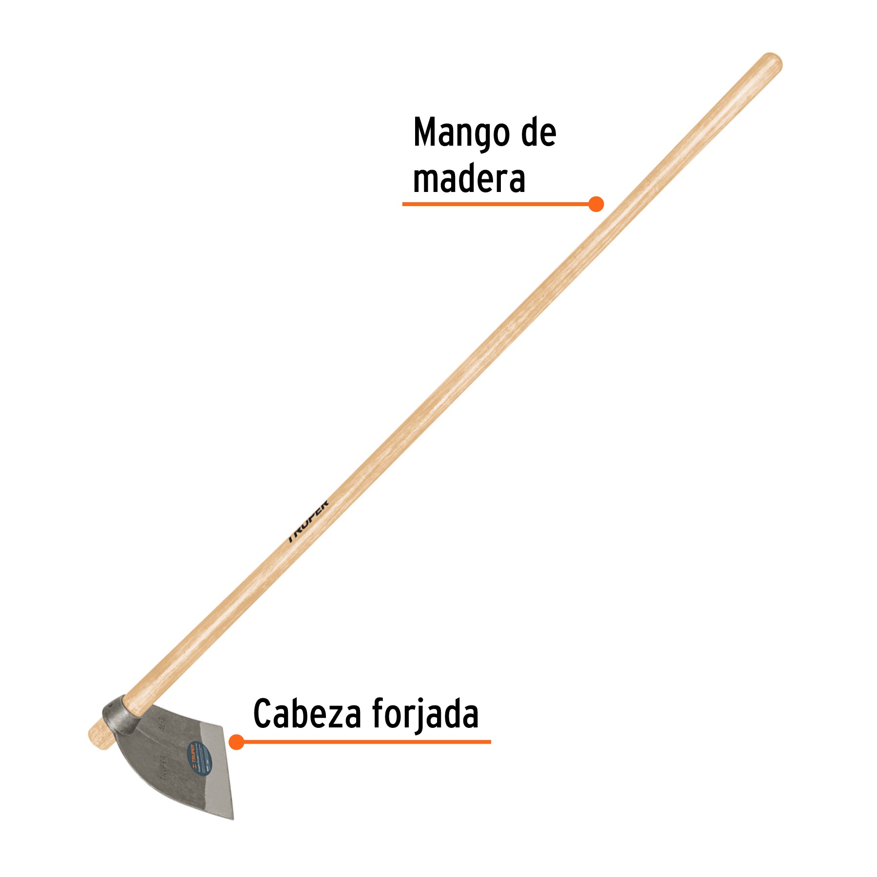 Azadón Lane No.3 de 2.1 lb con mango madera de 54', Truper