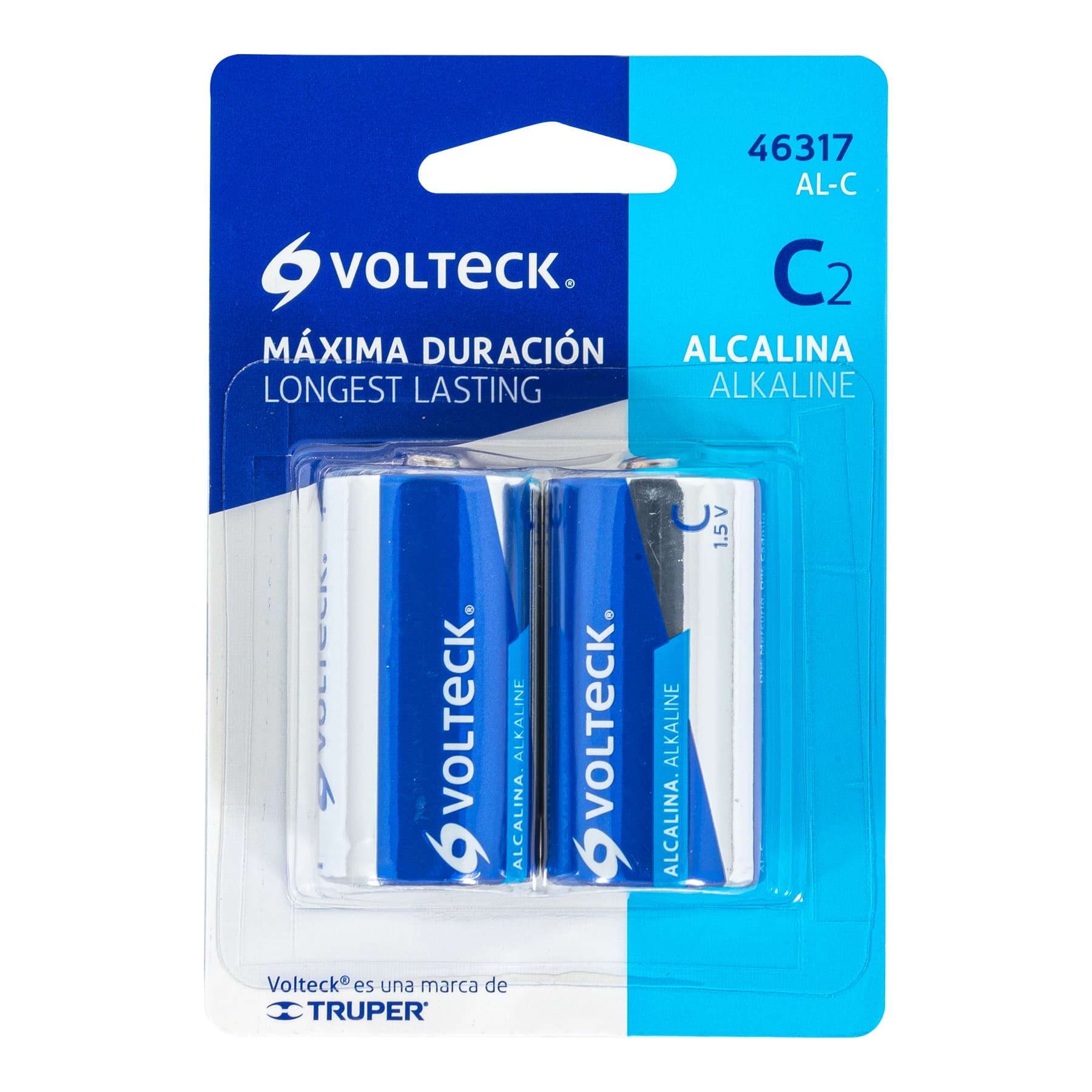 Pila alcalina tamaño C, blister con 2 pzas, Volteck