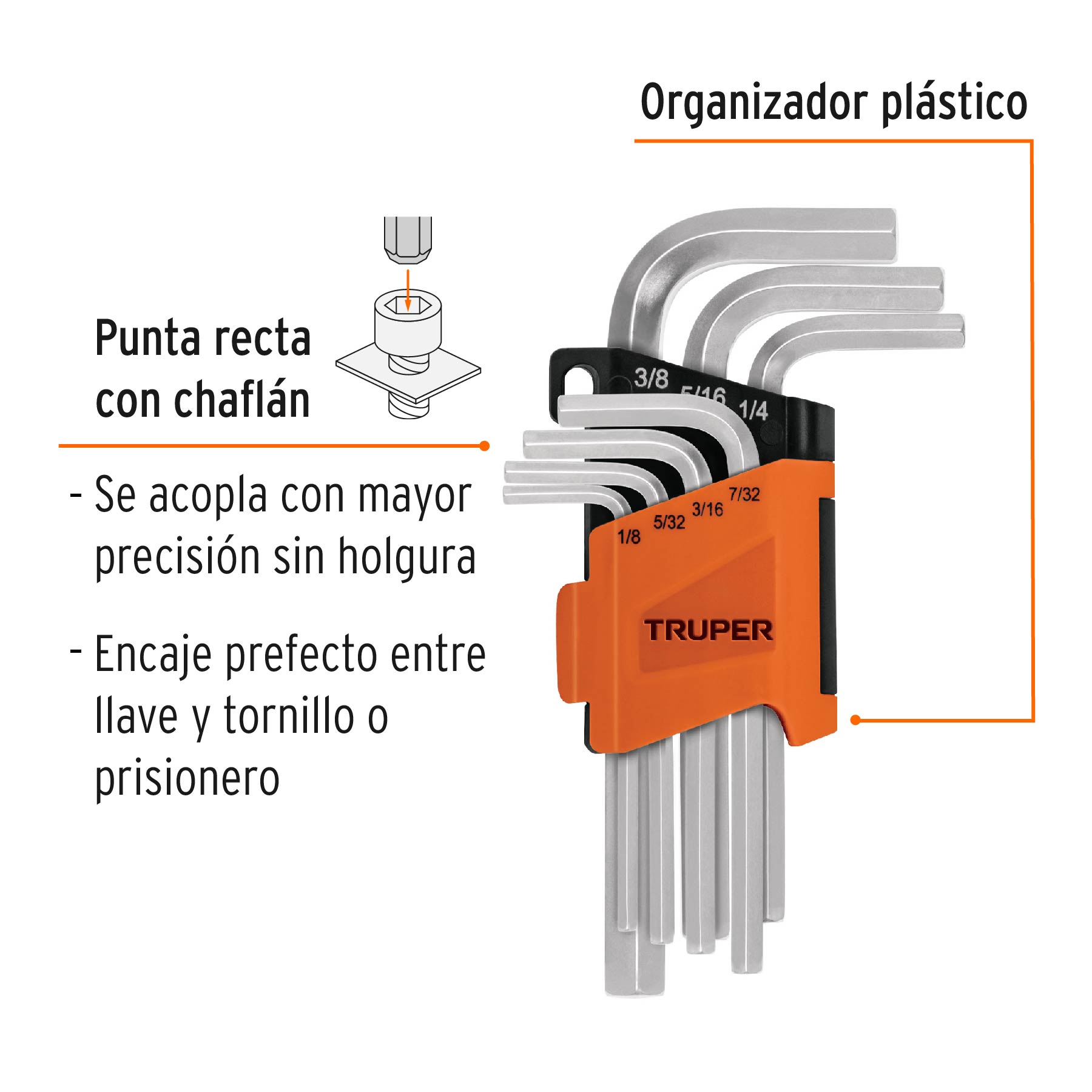 Juego de 7 llaves allen standard con organizador