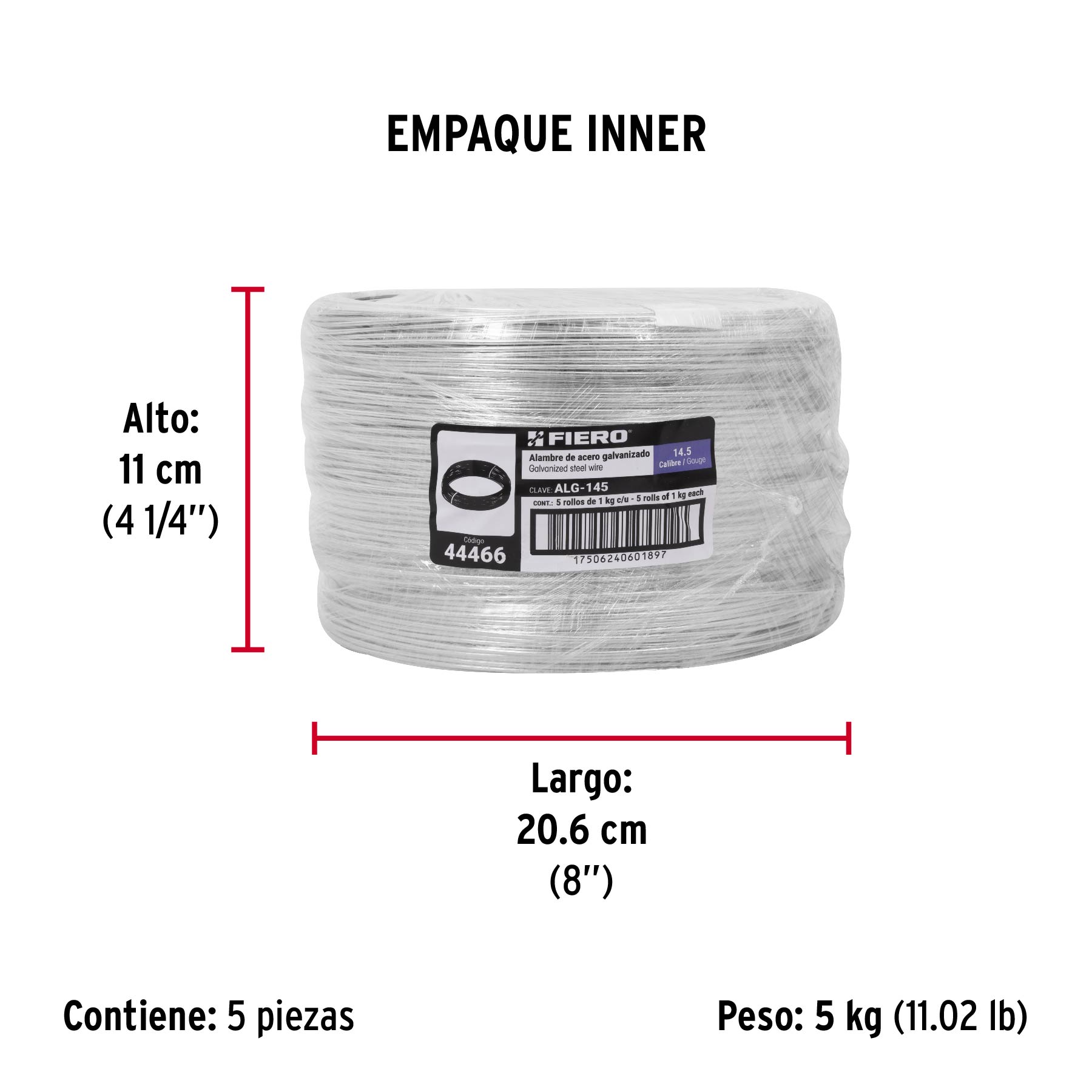 Alambre galvanizado, calibre 14.5