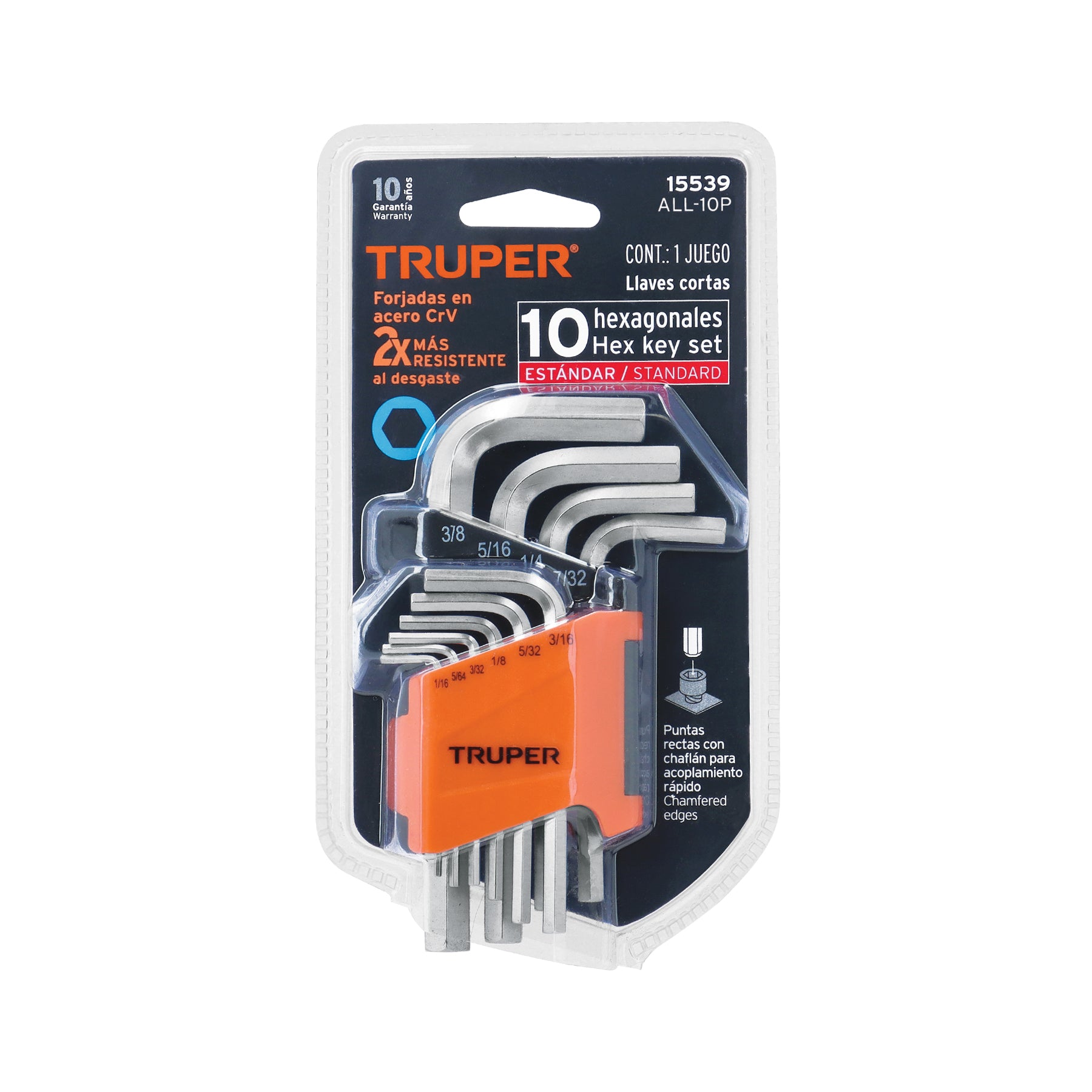 Juego de 10 llaves allen standard con organizador