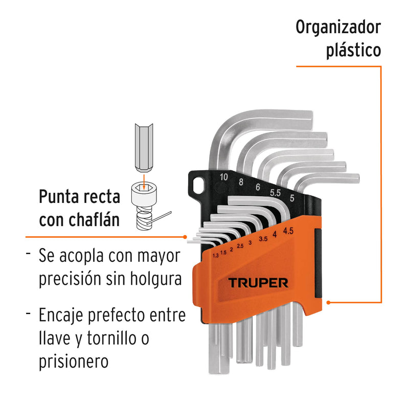Juego de 13 llaves allen milimétricas con organizador
