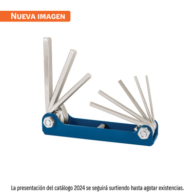 Juego de 8 llaves Allen, tipo navaja, milimétricas