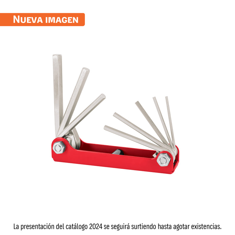 Juego 8 llaves Allen standard tipo navaja, cuerpo de lámina