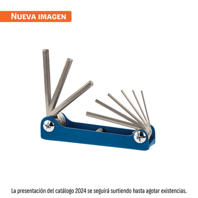 Juego de 9 llaves allen, tipo navaja, cuerpo de lámina, mm
