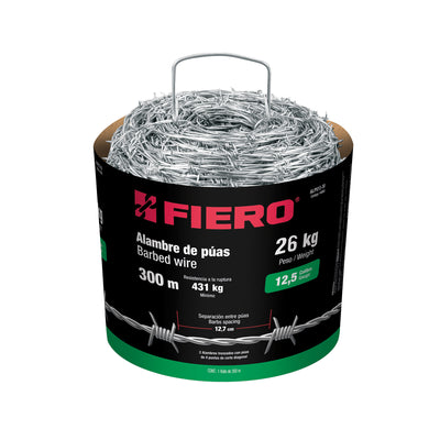 Alambre de púas, calibre 12.5, rollo de 30 Kg.