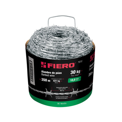 Alambre de púas, calibre 12.5, rollo de 34 Kg.