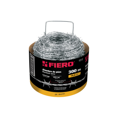 Alambre de púas, calibre 15.5, rollo de 300 m.