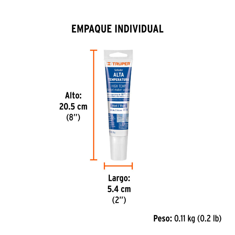 Sellador para altas temperaturas, silicón azul, 85 gr