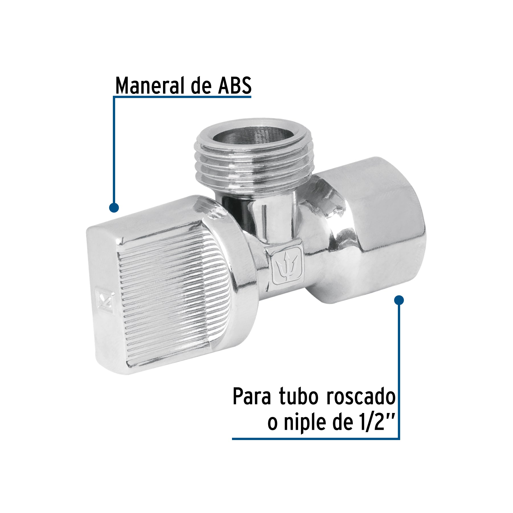 Llave angular 1/2' x 1/2', 1/4 de vuelta, blíster, Foset