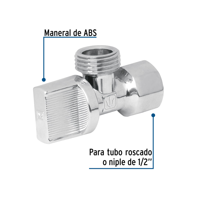 Llave angular 1/2' x 1/2', 1/4 de vuelta, blíster, Foset