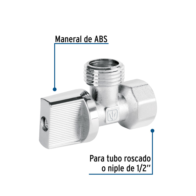 Llave angular 1/2' x 1/2', 1/4 de vuelta, blíster, Fo