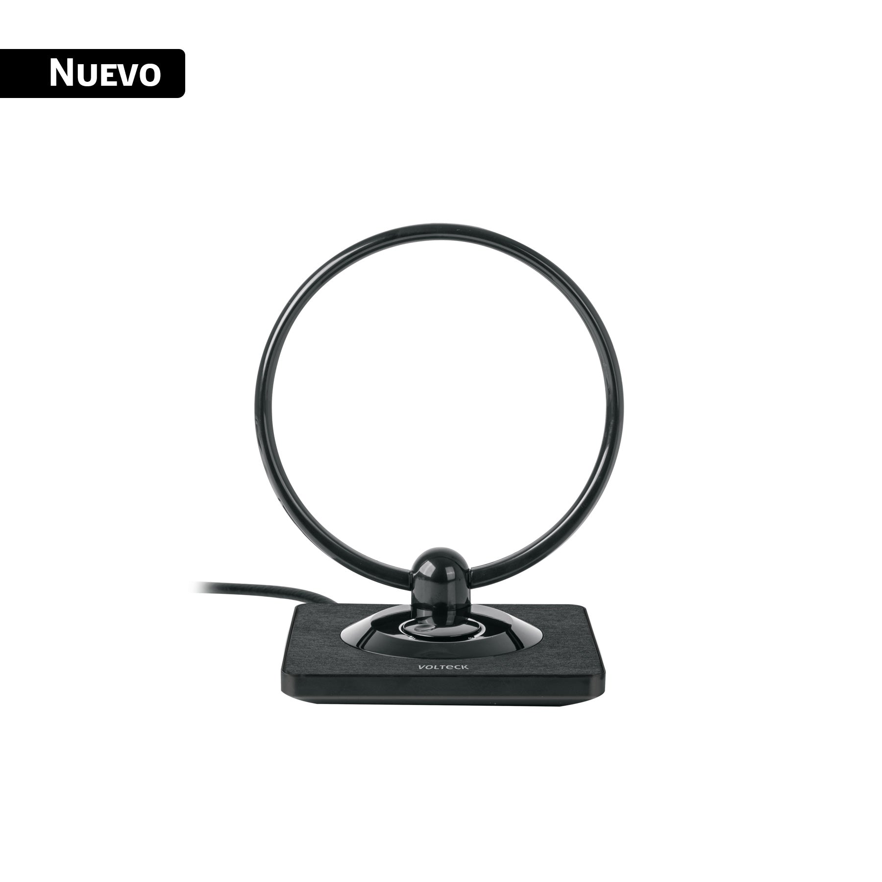 Antena de interior para TV HD, tipo aro, 28 dB, VOLTECK