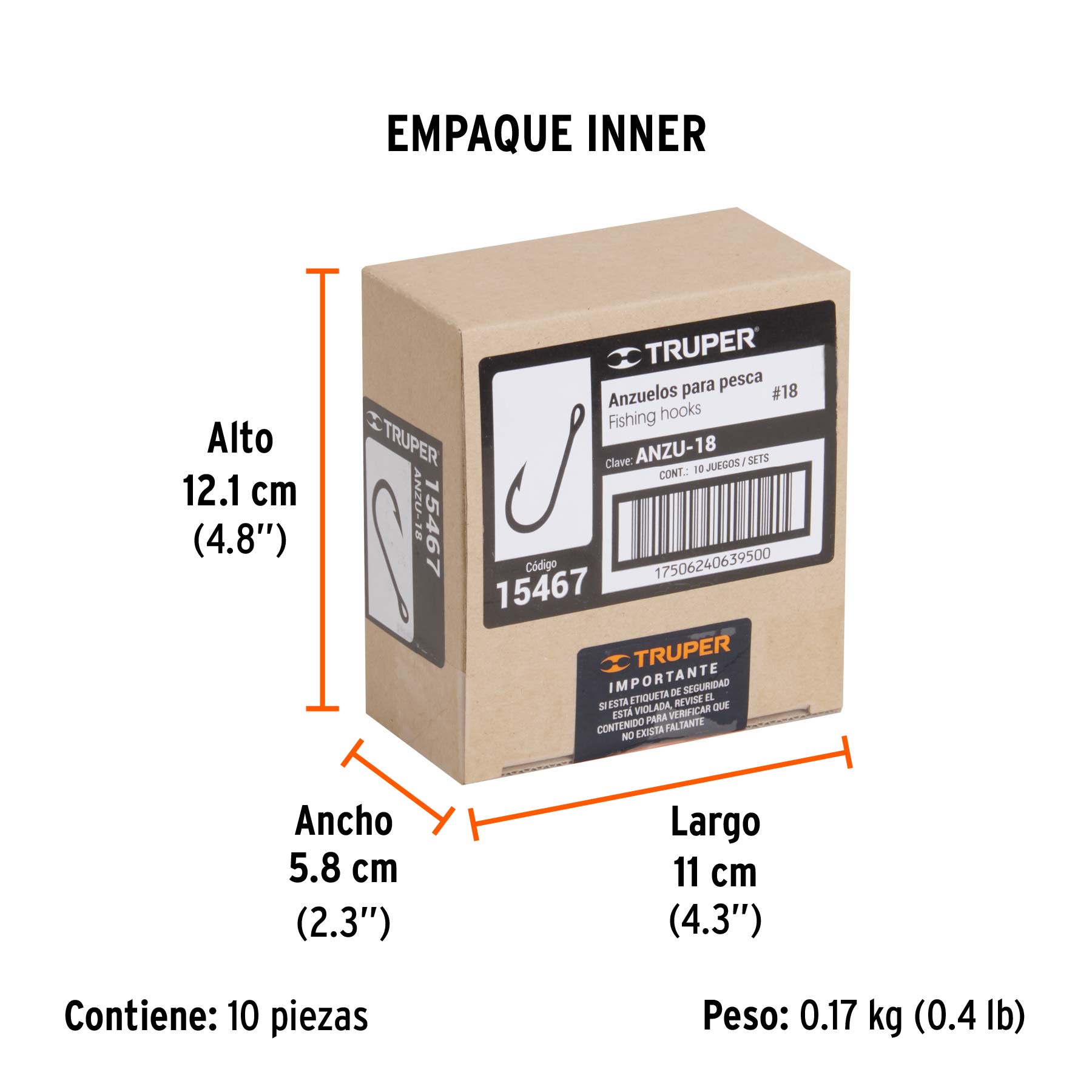 Anzuelo para pesca # 18, 100 piezas