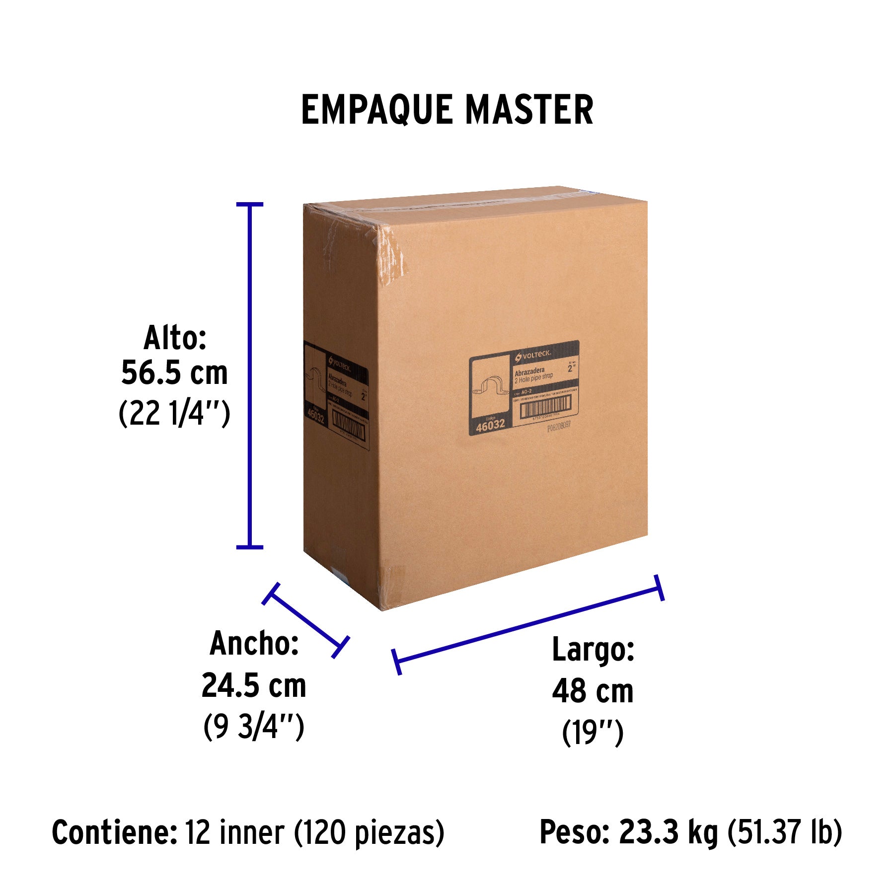 Abrazadera tubo tipo omega 2", bolsa con 5 pzas, Volteck