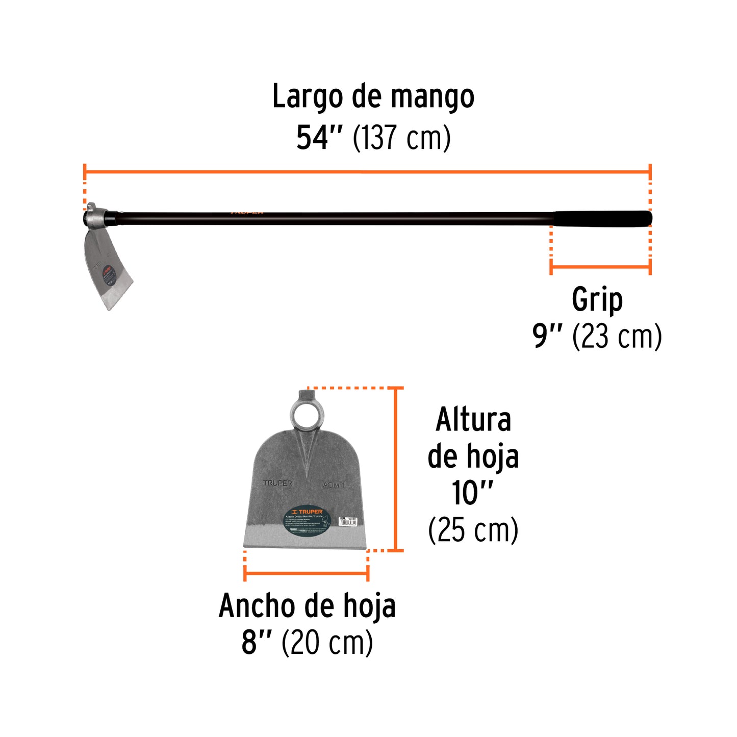 Azadón oreja y martillo No. 1 de 2.6 lb, mango de fibra 54"