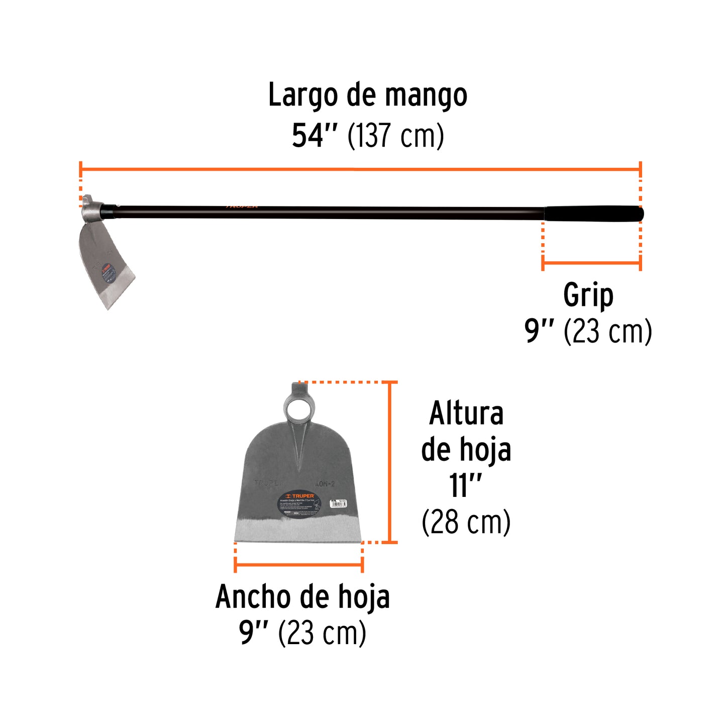 Azadón oreja y martillo No. 2 de 2.8 lb, mango de fibra 54"