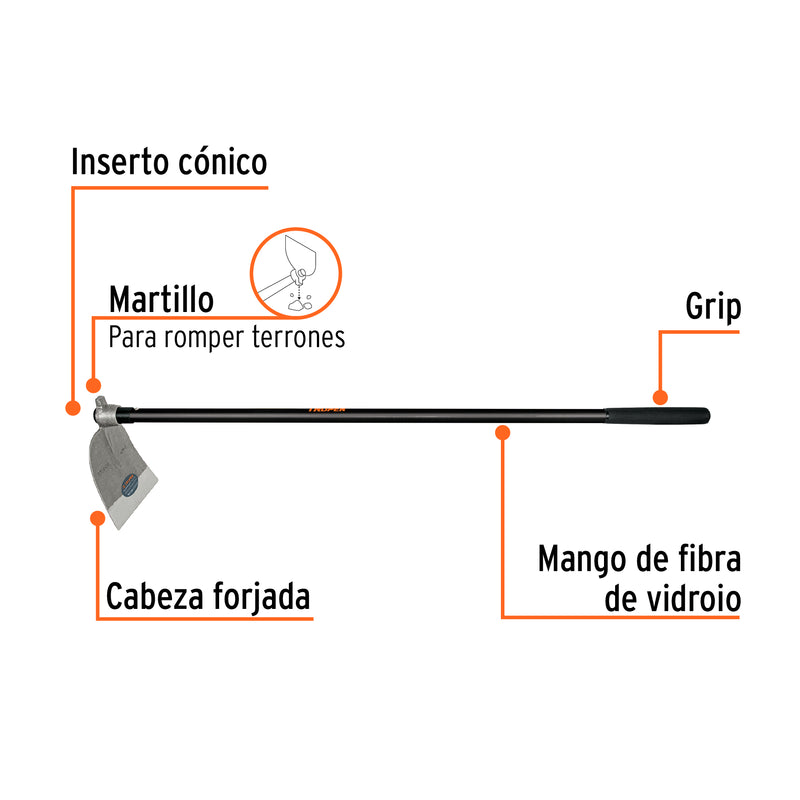 Azadón oreja y martillo, No. 3, con mango