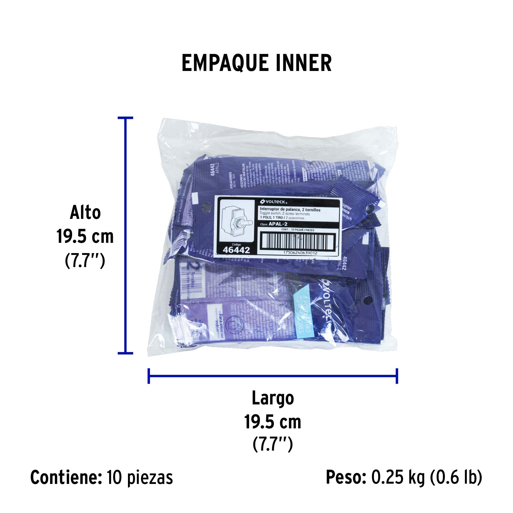 Apagador de palanca, 2 tornillos
