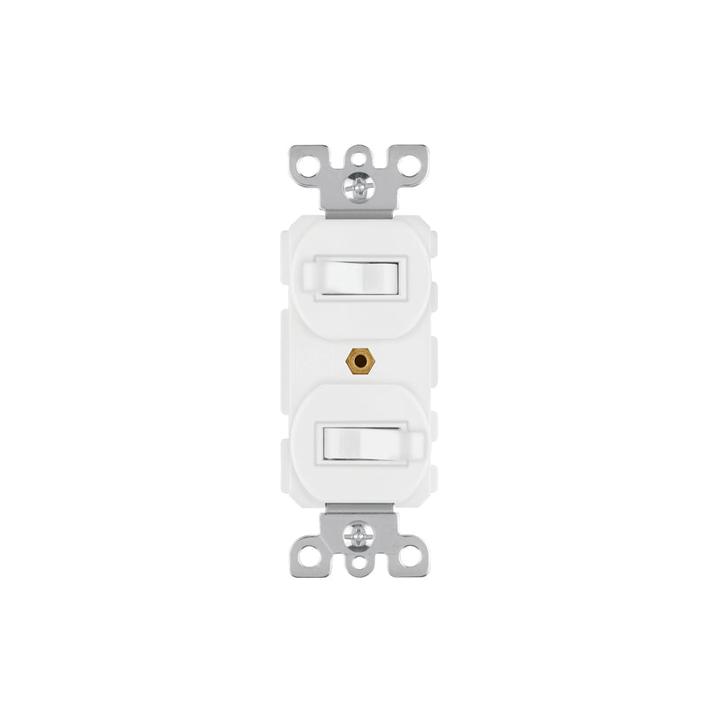 Interruptor dúplex de palanca, Standard, blanco, Volteck